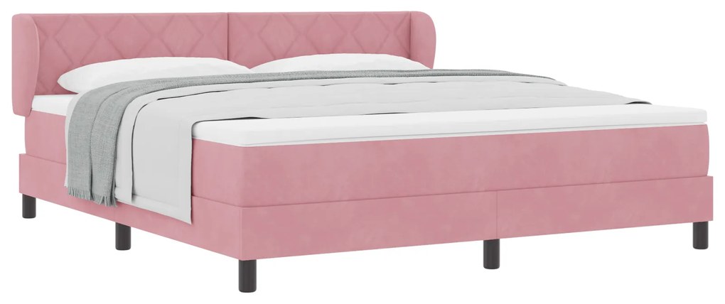 vidaXL Κρεβάτι Box Spring με Στρώμα Ροζ 180x200 cm Βελούδο