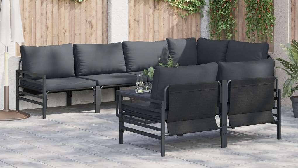 vidaXL Σετ Καναπέ Κήπου με μαξιλάρι με μαξιλάρι 7 pcs Ανθρακί 320 x 160 x 71 εκ