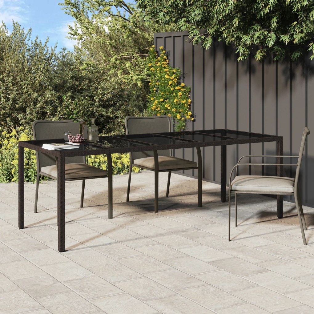 vidaXL Τραπέζι Υπαίθριας Σίτισης Καφέ 250x100x75 εκ. Συνθετικό Ράτα