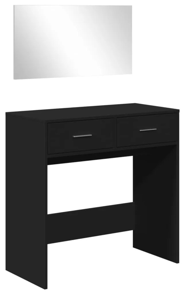 vidaXL Μπουντουάρ με Καθρέφτη Μαύρο 80 x 39 x 80 εκ.