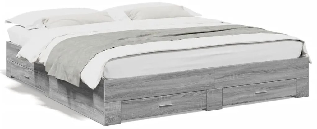 vidaXL Πλαίσιο Κρεβατιού με συρτάρια Γκρι sonoma 180x200εκ. Επεξ. Ξύλο
