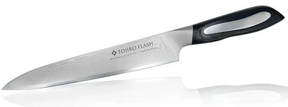 Μαχαίρι Φιλεταρίσματος Flash FF-CA210 21cm Από Δαμασκηνό Ατσάλι Silver-Black Tojiro Ανοξείδωτο Ατσάλι