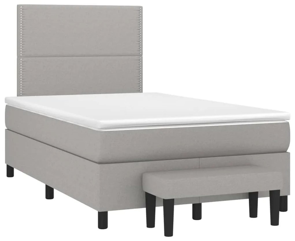 Κρεβάτι Boxspring με Στρώμα Ανοιχτό Γκρι 120x200 εκ. Υφασμάτινο - Γκρι