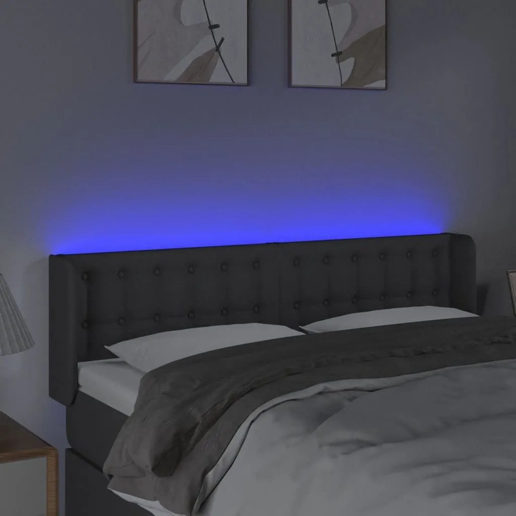 Κεφαλάρι Κρεβατιού LED Σκούρο Γκρι 147x16x78/88 εκ. Υφασμάτινο - Γκρι