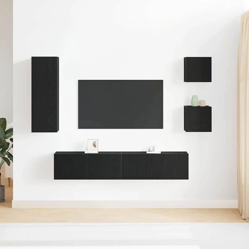vidaXL Σετ Τηλεοπτικής Ντούσας 5 pcs Μαύρη δρυς 160 x 30 x 30.5 εκ.