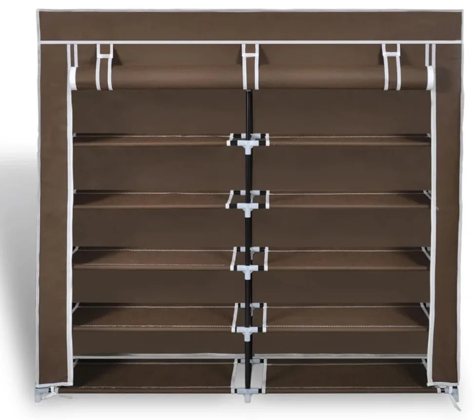 Παπουτσοθήκη με Κάλυμμα Καφέ 115 x 28 x 110 εκ. Υφασμάτινη