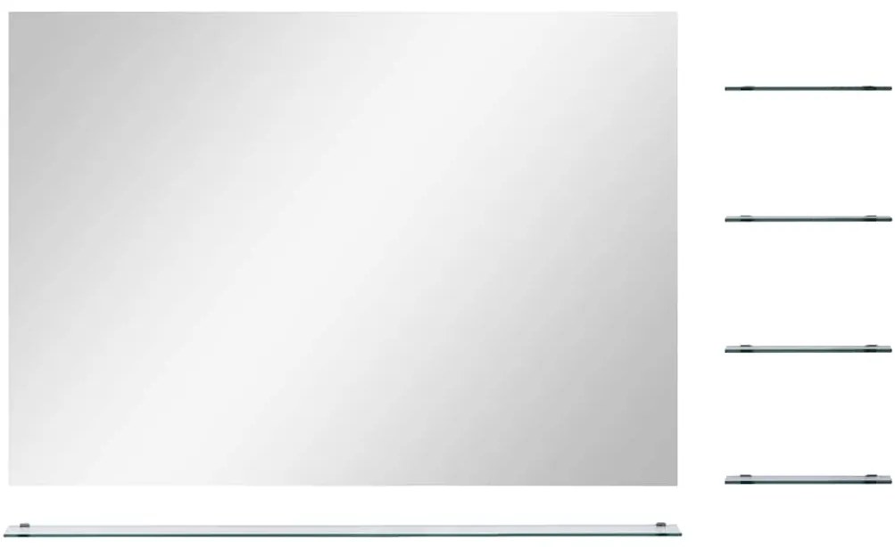 vidaXL Καθρέφτης Τοίχου Ασημί 80 x 60 εκ. με 5 Ράφια
