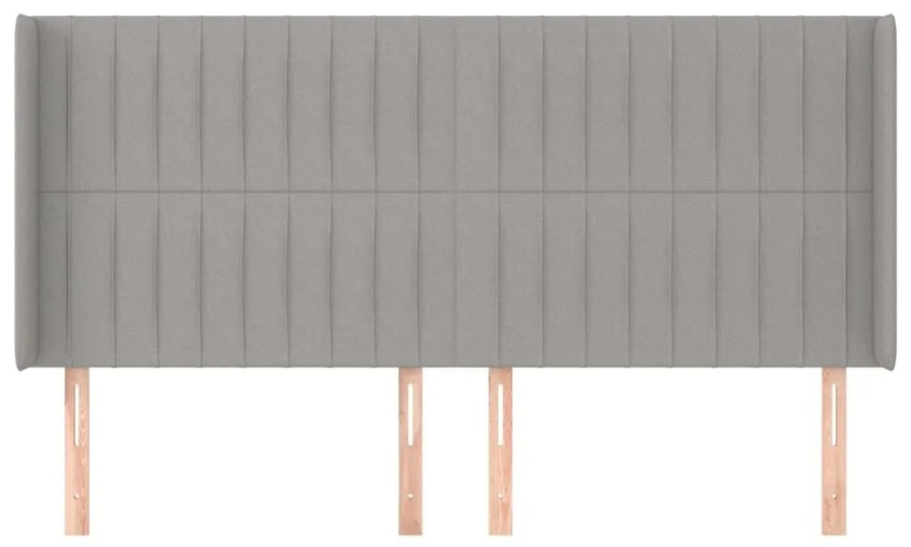 Κεφαλάρι με Πτερύγια Ανοιχτό Γκρι 163x16x118/128 εκ. Υφασμάτινο - Γκρι