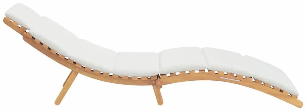 vidaXL Ξαπλώστρα Κρεμ λευκό 188 x 55 x 59 εκ. Μασίφ ξύλο teak