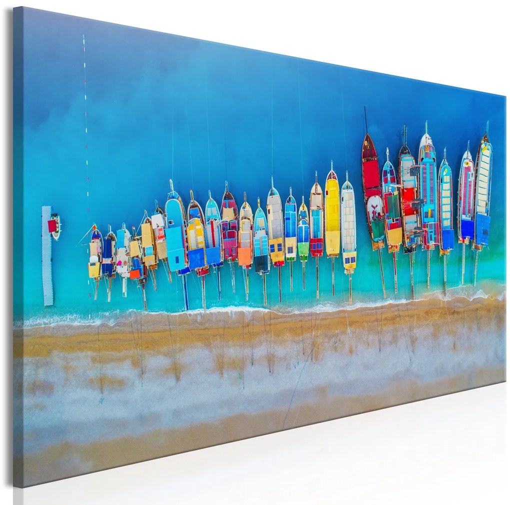 Πίνακας - Colourful Boats (1 Part) Narrow 135x45