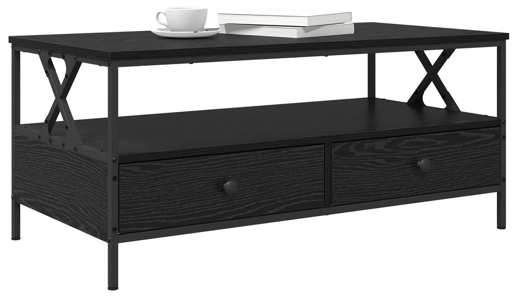 vidaXL Τραπεζάκι σαλονιού with Drawer Μαύρη δρυς 100 x 51 x 45 cm