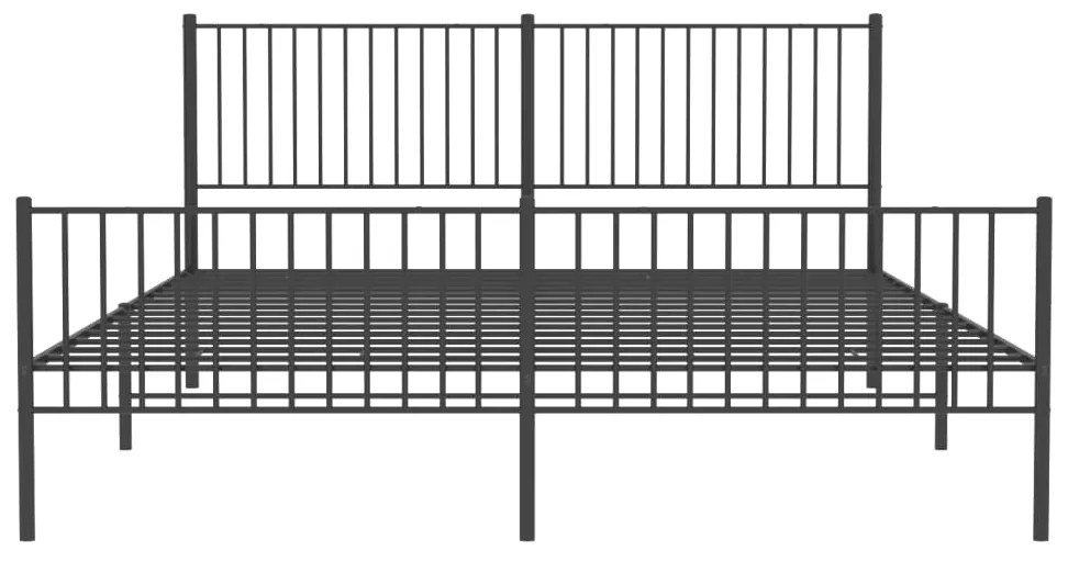 vidaXL Πλαίσιο Κρεβατιού με Κεφαλάρι&Ποδαρικό Μαύρο 193x20 εκ. Μέταλλο