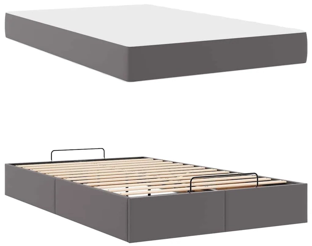 vidaXL Σκελετός κρεβατιού με στρώμα Γκρι 120 x 200 cm Τεχνητό δέρμα