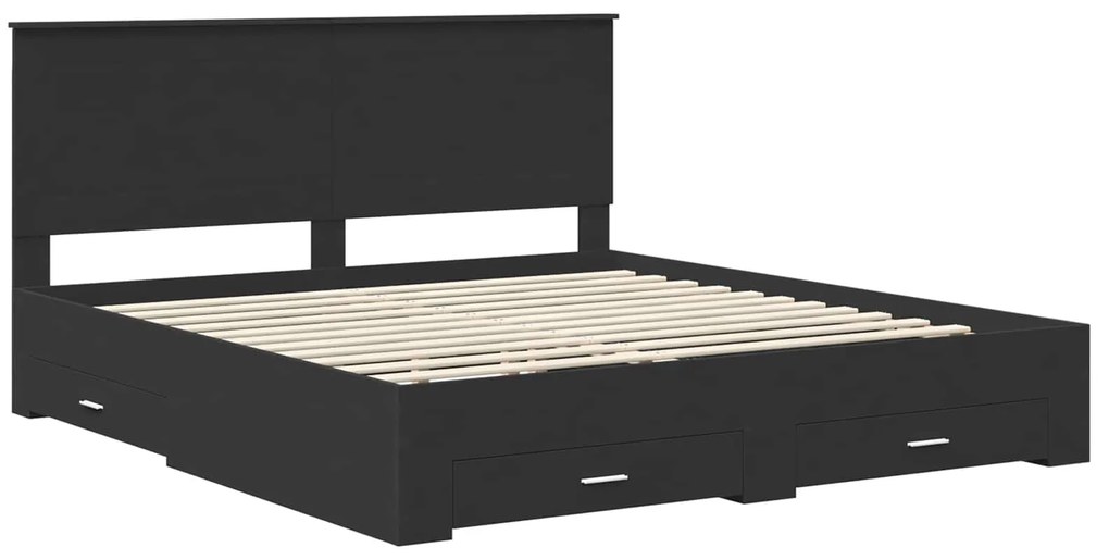 vidaXL Σκελετός Κρεβατιού με κεφαλάρι Μαύρο και Ασημί 200 x 200 cm