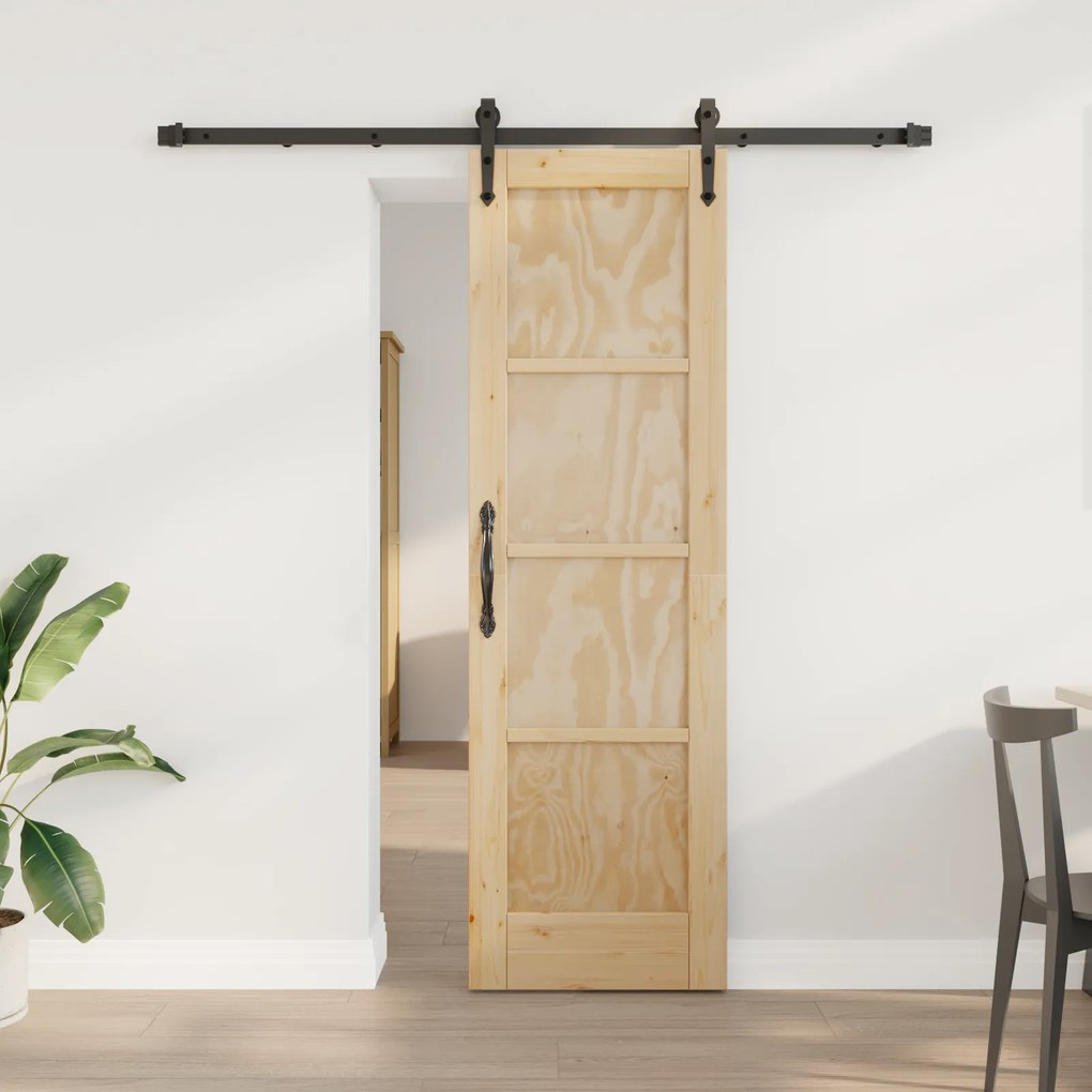 vidaXL Συρόμενη Πόρτα με Σετ Εξαρτημάτων 61x198.5 cm Μασίφ Ξύλο Πεύκου