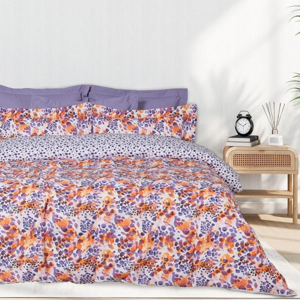 Σεντόνια Casual 5430 Με Λάστιχο (Σετ 3τμχ) Oarange-Purple Das Home Μονό 120x235cm Cotton-Polyester