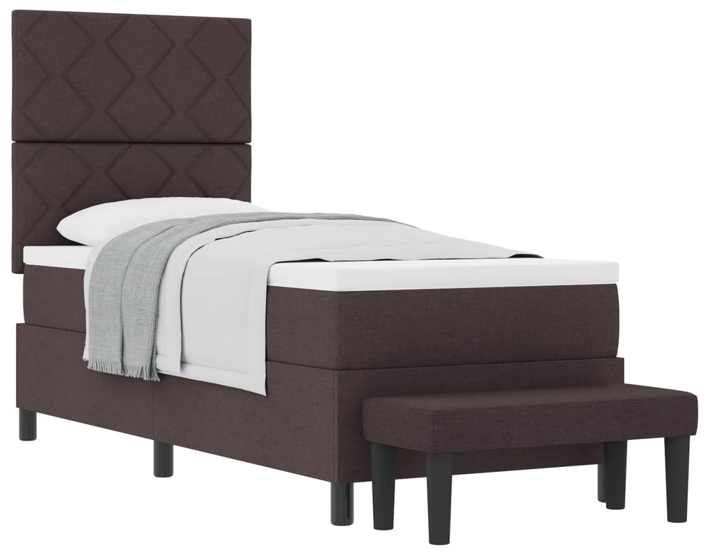 vidaXL Box Spring Κρεβάτι με Στρώμα & Πάγκο Σκούρο Καφέ 80x200 εκ Ύφασμα