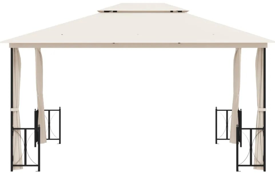 vidaXL Κιόσκι με Πλευρικά Τοιχώματα και Διπλή Οροφή Κρεμ 3 x 4 μ.