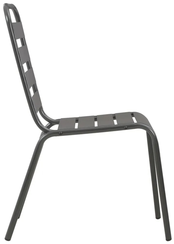 vidaXL Καρέκλες Εξωτερικού Χώρου με Λωρίδες 4 τεμ. Σκ. Γκρι Ατσάλινες