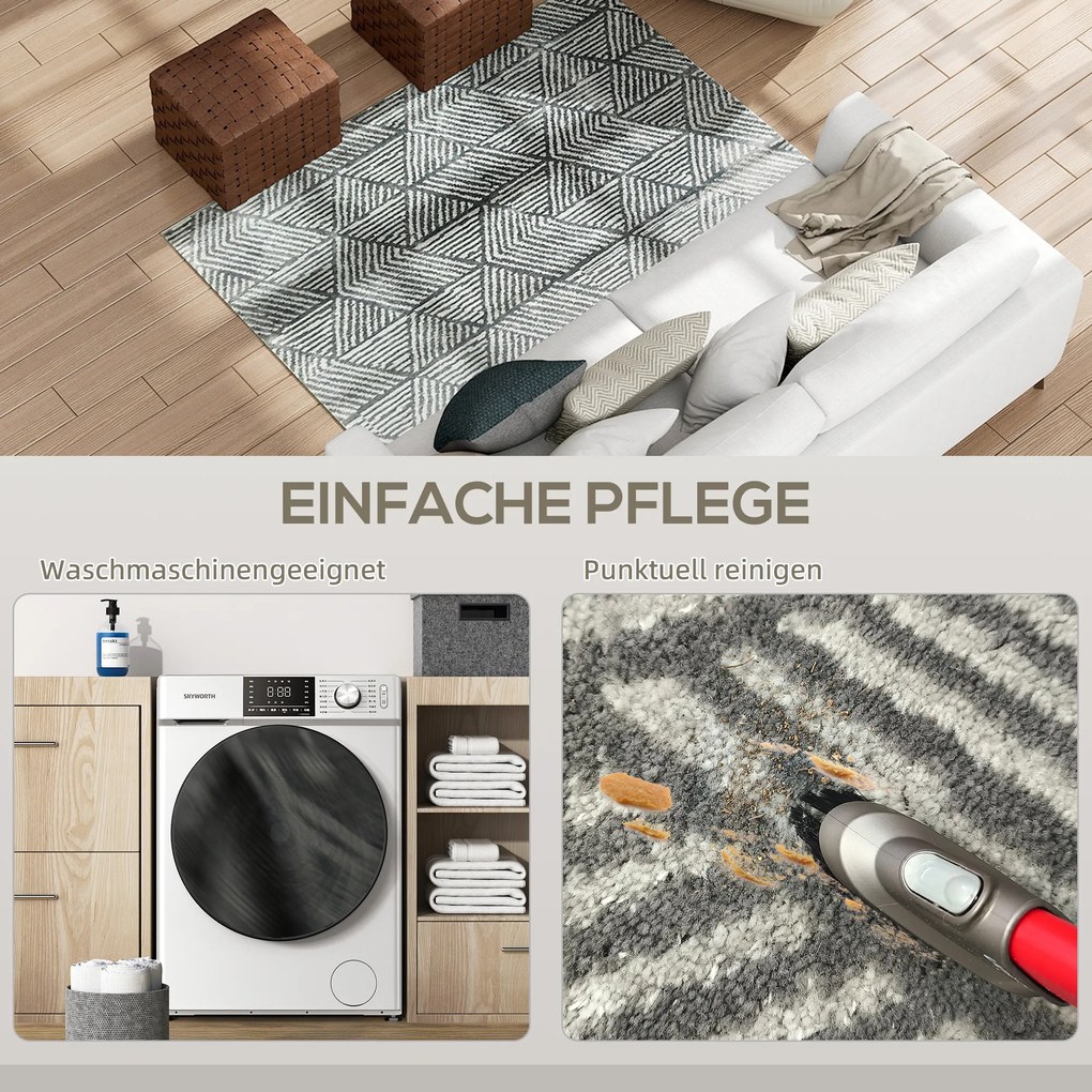 HOMCOM Χαλί σαλονιού μοντέρνου στυλ, πλενόμενο χαλί 170 x 120 cm σκούρο γκρι