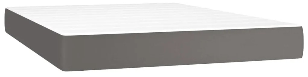 vidaXL Κρεβάτι Boxspring με Στρώμα &amp; LED Γκρι 140x200 εκ. Συνθ. Δέρμα