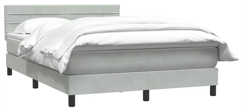 vidaXL Κρεβάτι Boxspring με Στρώμα Ανοιχτό Γκρι 140x220 εκ. Βελούδινο