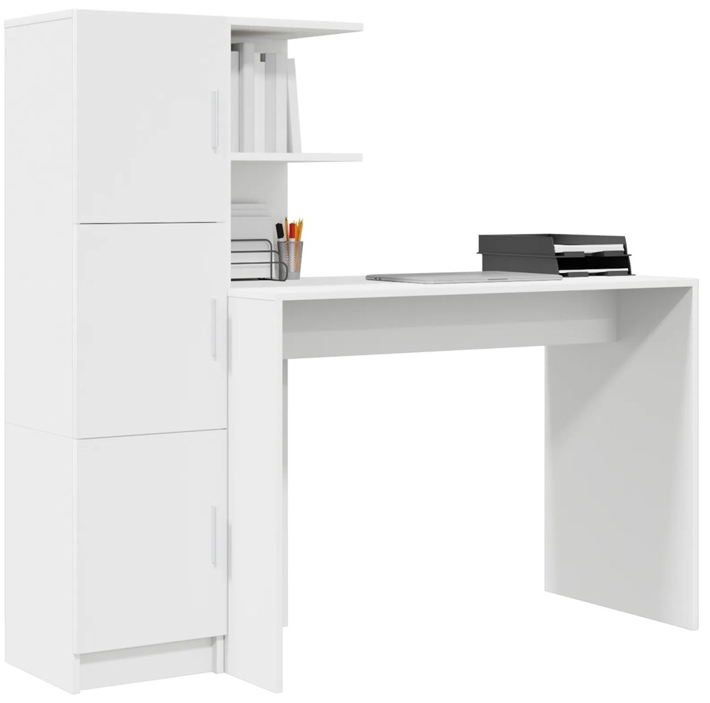 vidaXL Γραφείο με αποθηκευτικό χώρο 2 pcs Λευκό 102 x 50 x 124 εκ.