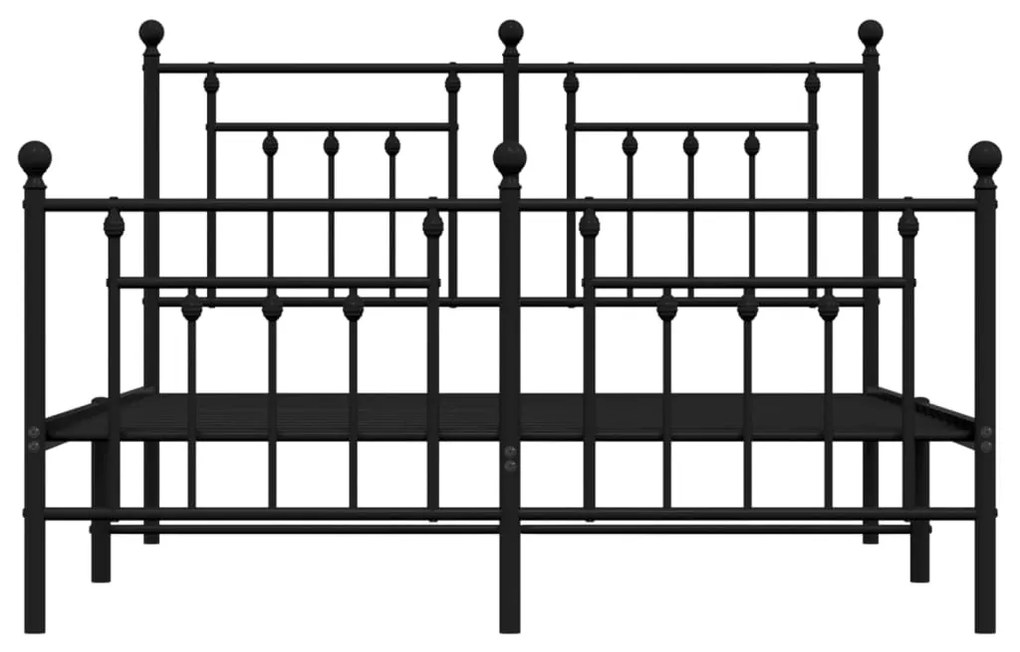 vidaXL Πλαίσιο Κρεβατιού με Κεφαλάρι&Ποδαρικό Μαύρο 140x190εκ. Μέταλλο