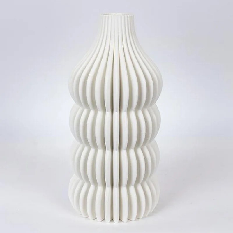 Βάζο Πορσελάνινο 3D 752-21096 17.5x17.5x35.5cm White Estheti Home Πορσελάνη