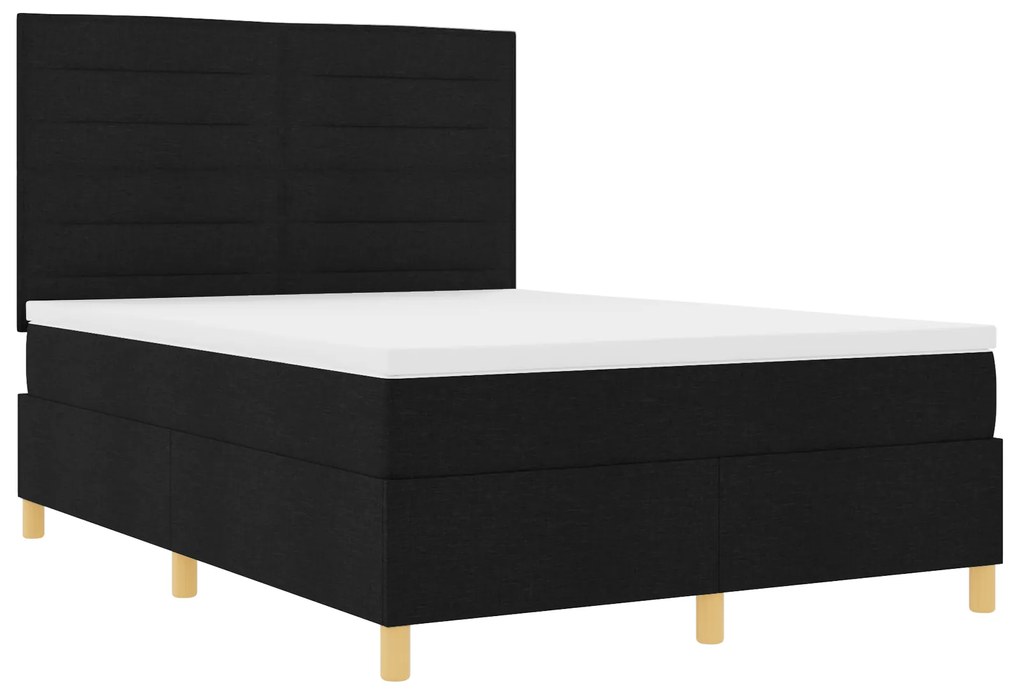 vidaXL Box Spring Bed με Στρώμα Μαύρο 140x200 cm Ύφασμα