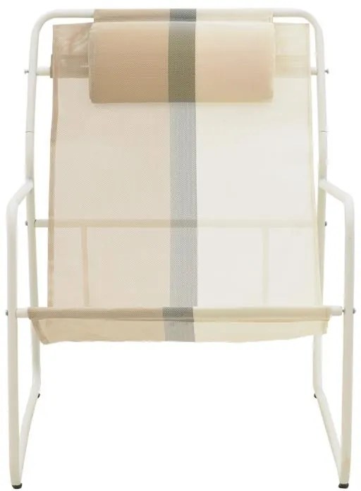 Σεζλόνγκ Feisty αλουμίνιο λευκό-textilene γκρι-εκρού-μαξιλάρι 65x83x86εκ 65x83x86 εκ.