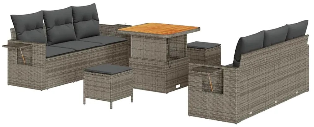 vidaXL Σετ Καναπέ Κήπου με μαξιλάρι 9 pcs Γκρι 80 x 80 x 71 cm