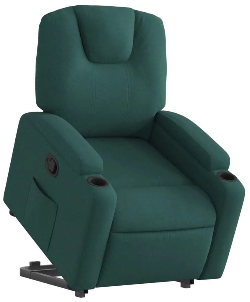 vidaXL Πολυθρόνα Ανακλινόμενη με Ανύψωση Σκούρο Πράσινη Υφασμάτινη