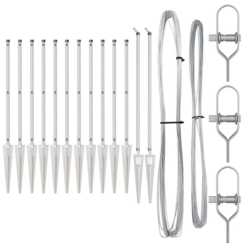 vidaXL Πό posts φράχτη 13 pcs Ασημί Ø32mm 60 εκ Γαλβανισμένος χάλυβας