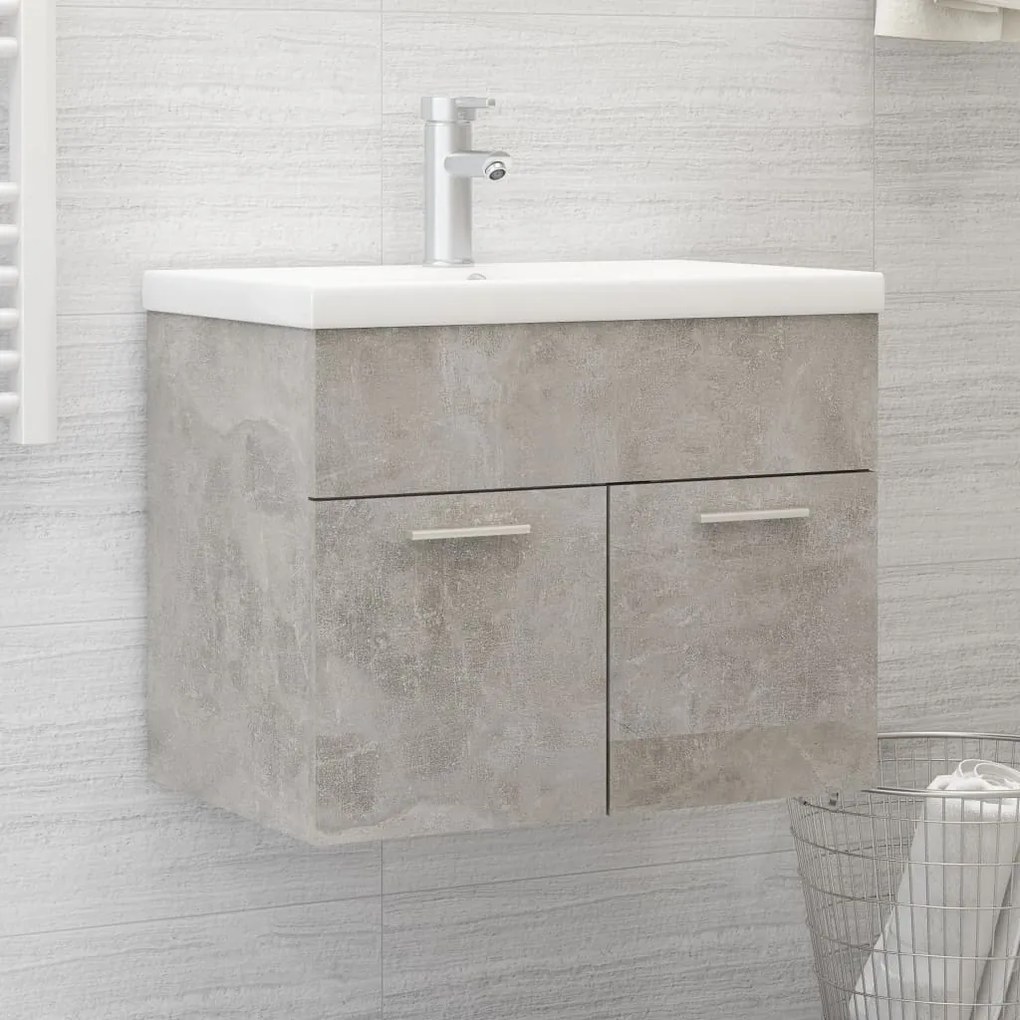 vidaXL Ντουλάπι Νιπτήρα Γκρι Σκυροδέματος 60x38,5x46 εκ. Μοριοσανίδα