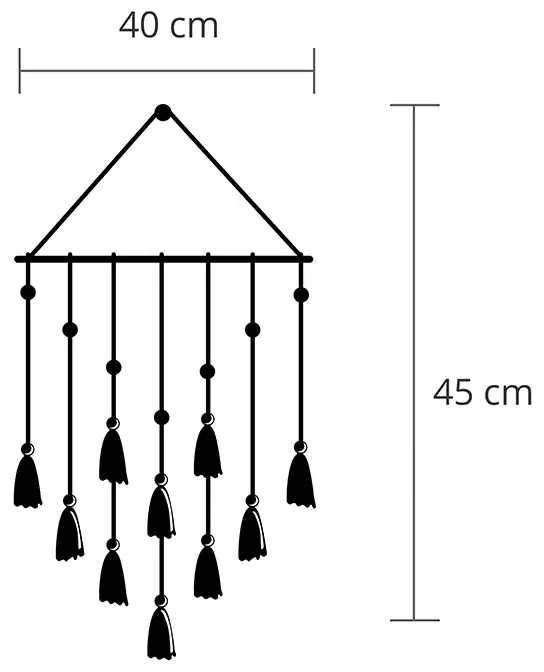 Διακοσμητικό τοίχου Tassel Megapap μεταλλικό χρώμα μαύρο 32,6x2x60εκ.