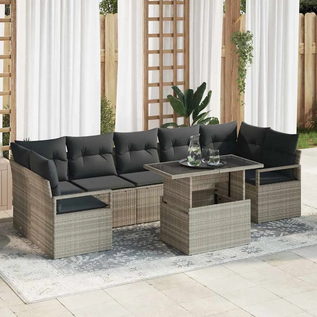 vidaXL Σετ Καναπέ Κήπου 8 pcs Ανοιχτό γκρι 100 x 55 x 73 εκ