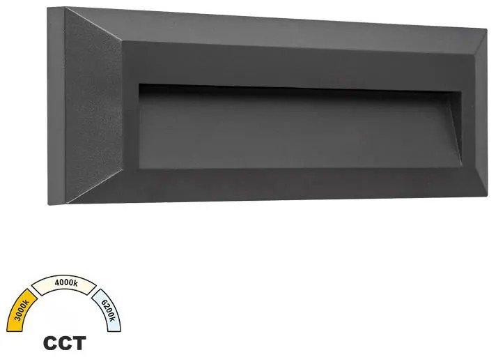 Adeleq Φωτιστικό LED PC Επίτοιχο Εμμέσου Φωτισμού Ορθογώνιο 2W CCT IP65 Γραφίτης 3-97518