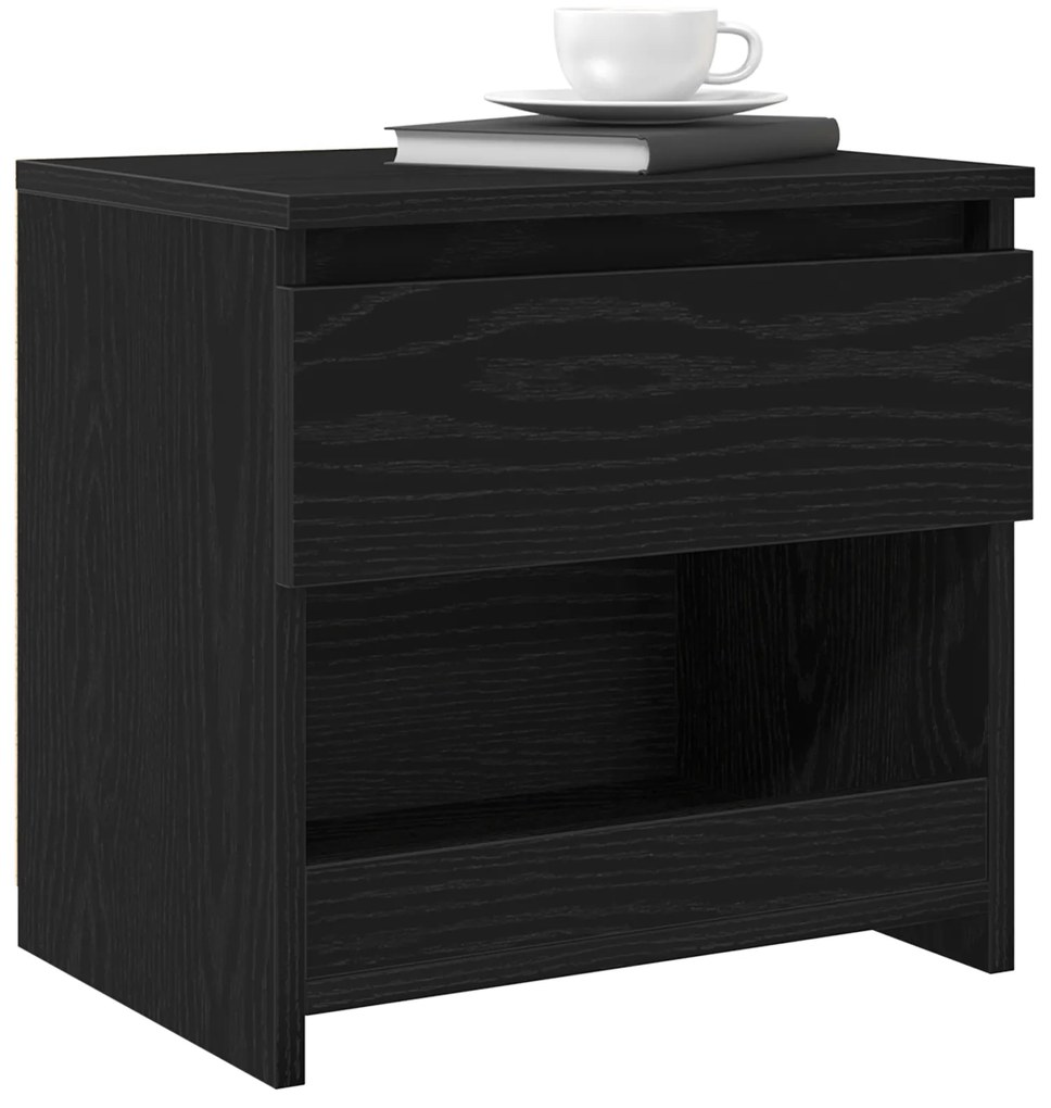 vidaXL Μαύρο Κομοδίνο από Δρυς 40x30x39 εκ. από Επεξεργασμένο Ξύλο