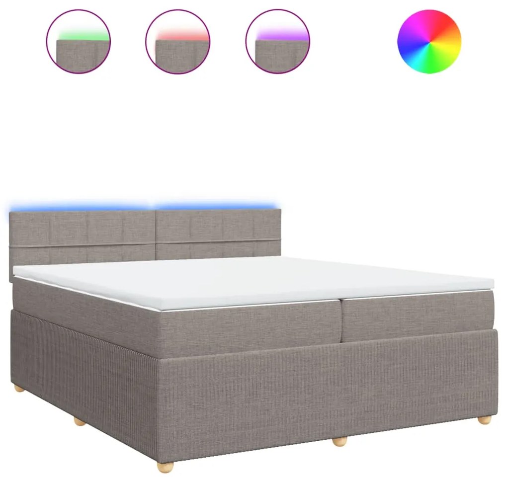 vidaXL Κρεβάτι Boxspring με Στρώμα Taupe 200x200 εκ. Υφασμάτινο