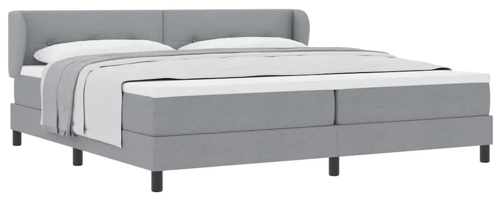 vidaXL Κρεβάτι box spring με στρώμα Ανοιχτό γκρι 200 x 200 cm ύφασμα
