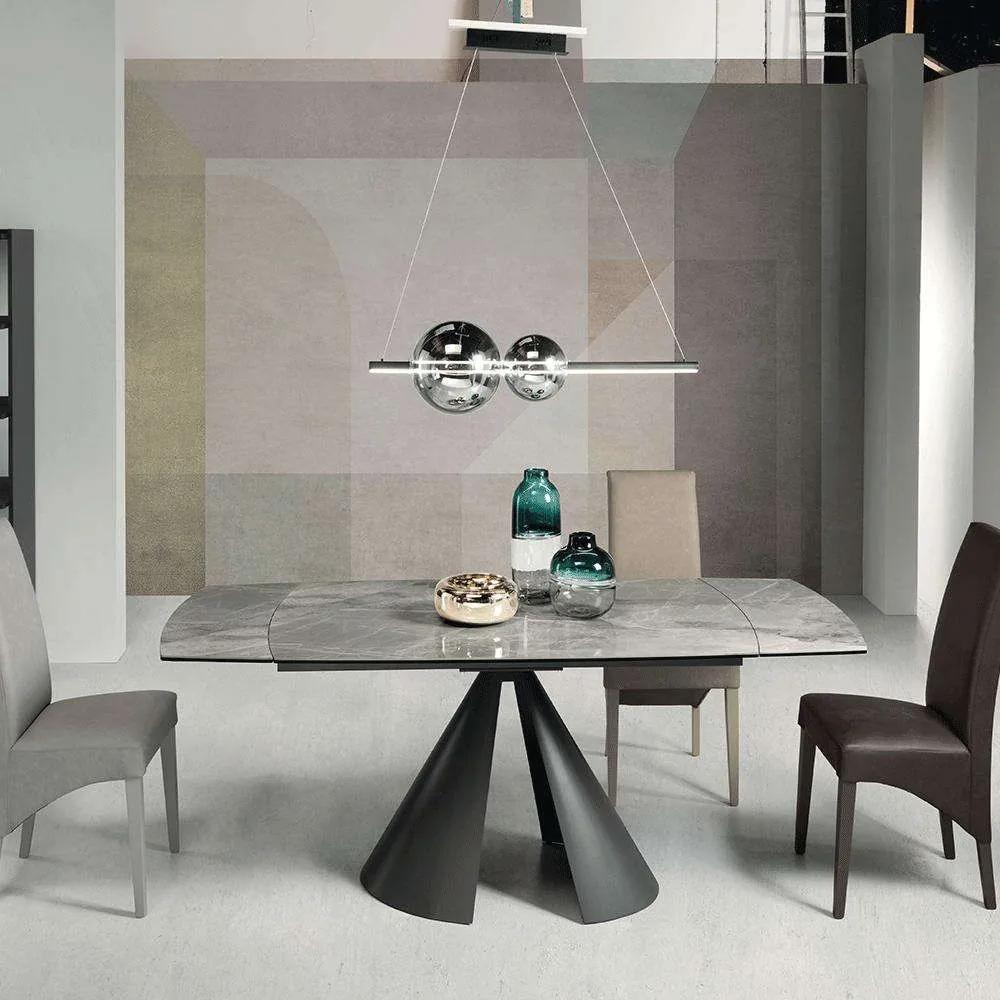 Τραπέζι Επεκτεινόμενο Ostuni 140x90x76cm Anthracite-Grey Marble Capodarte