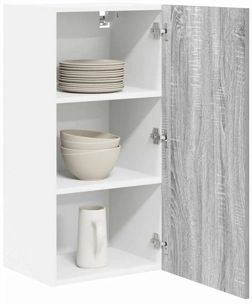 vidaXL Κρεμαστό ντουλάπι Riga Γκρι Σομόνα και Λευκό 40 x 31 x 80 εκ.