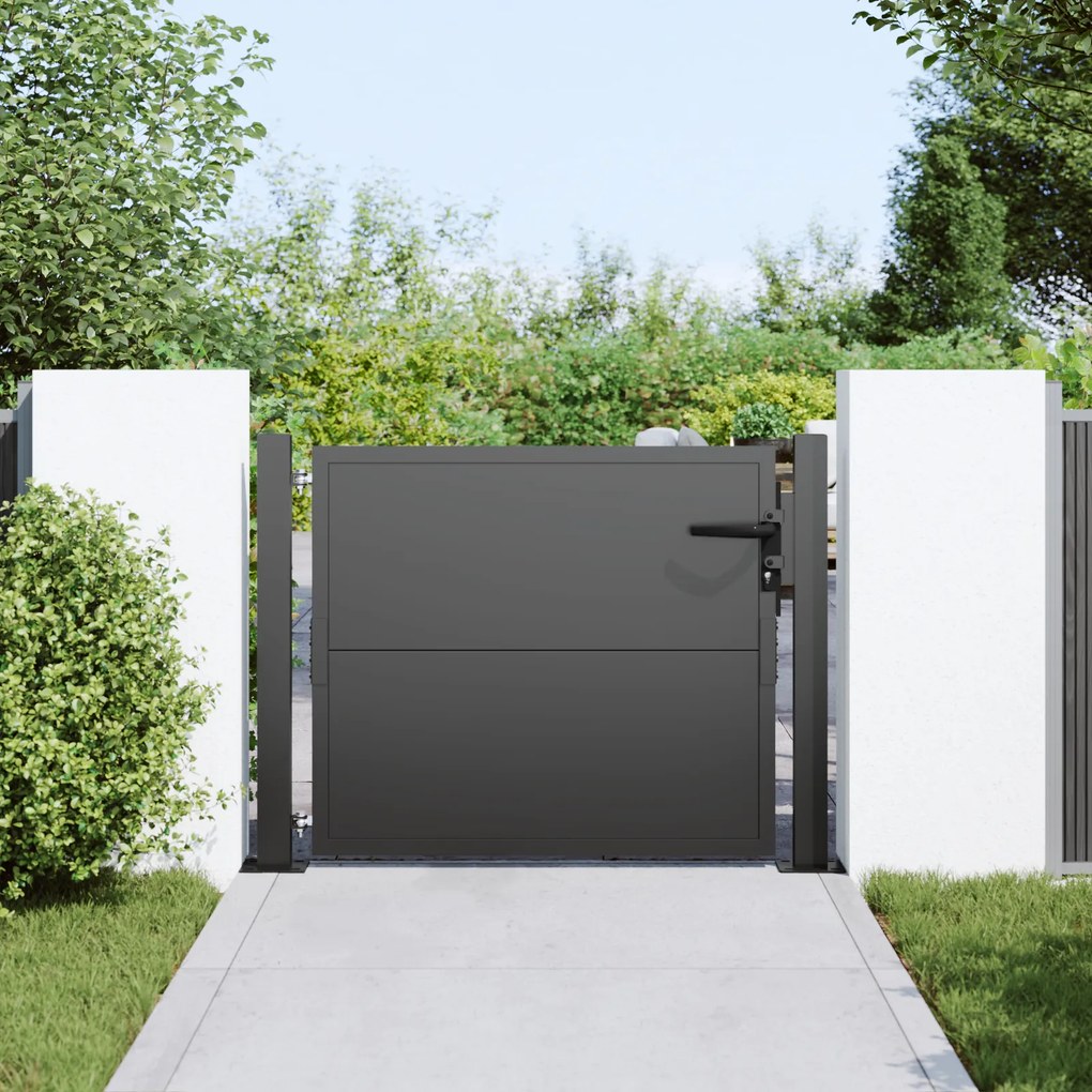 vidaXL Πύλη Κήπου Μαύρο 100 x 100 cm Ατσάλι με Επικάλυψη Πούδρας