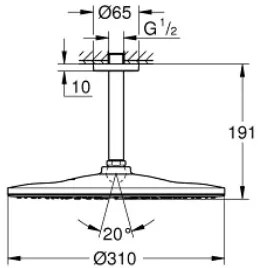 Κεφαλή ντουζ με βραχίονα οροφής Grohe Rainshower