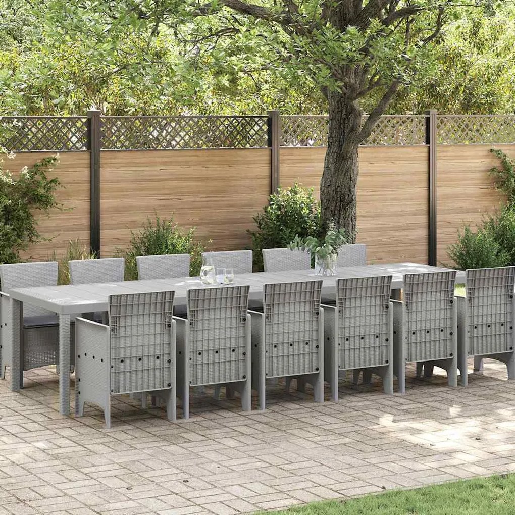 vidaXL Σέτ φαγητού για κήπο 13 pcs Ανοιχτό γκρι Rattan Polt