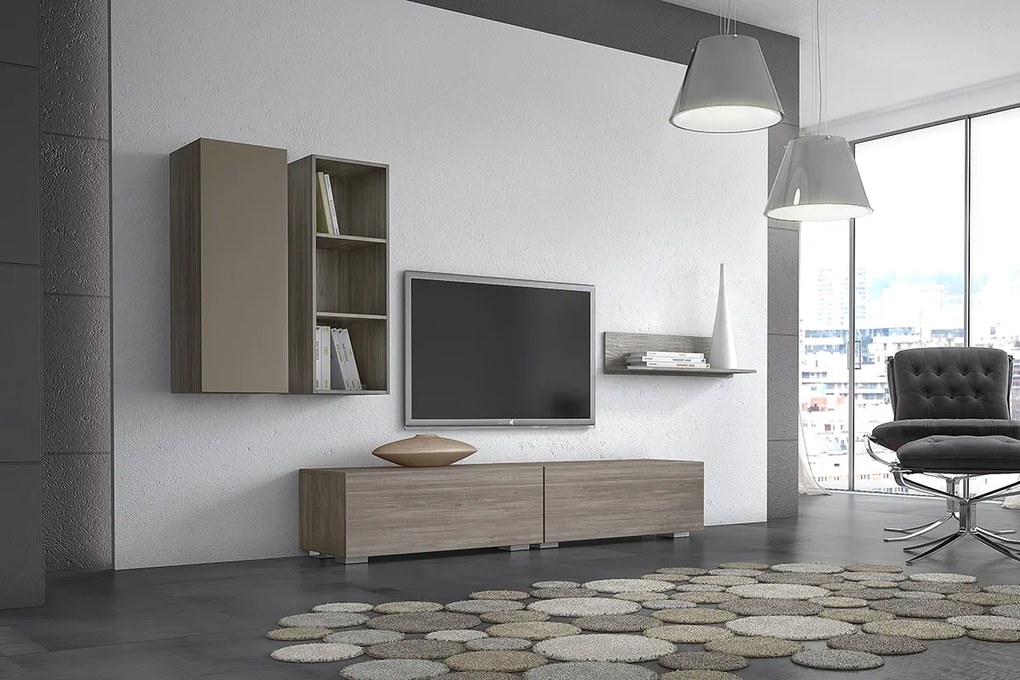 Σύνθεση σαλονιού "SMART 4D" σε χρώμα σταχτί-λευκό