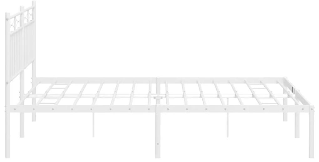vidaXL Πλαίσιο Κρεβατιού με Κεφαλάρι Λευκό 150 x 200 εκ. Μεταλλικό
