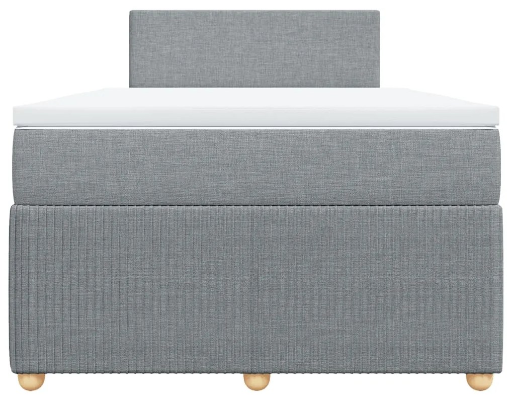 vidaXL Κρεβάτι Boxspring με Στρώμα Ανοιχτό Γκρι 120x200 εκ. Υφασμάτινο