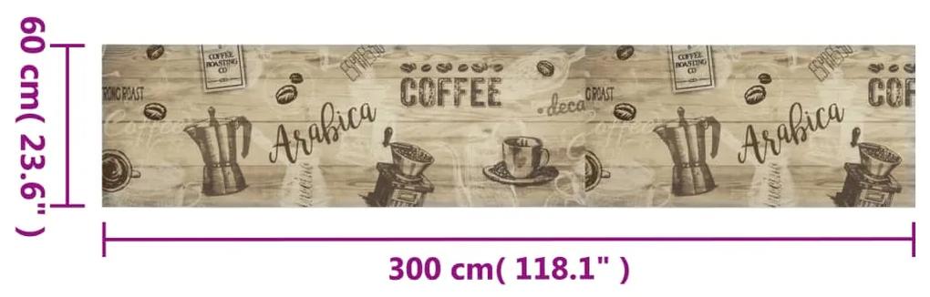 vidaXL Χαλί Κουζίνας Πλενόμενο Καφέ Επιγρ. Coffee 60x300 εκ. Βελούδο